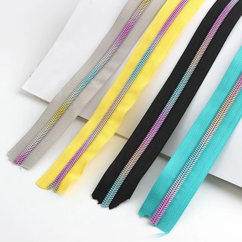 

2 yards 7 colors 5# plastic nylon zipper tape decorative zipper puller for DIY sewing tailor craft bag accessories
