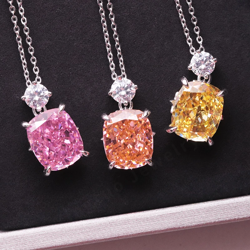 WZ YINGTUO Crushed Ice Cubic Zirconia Necklace High Carbon Diamond Pendant CZ Women Jewelry for Wedding Party Gift