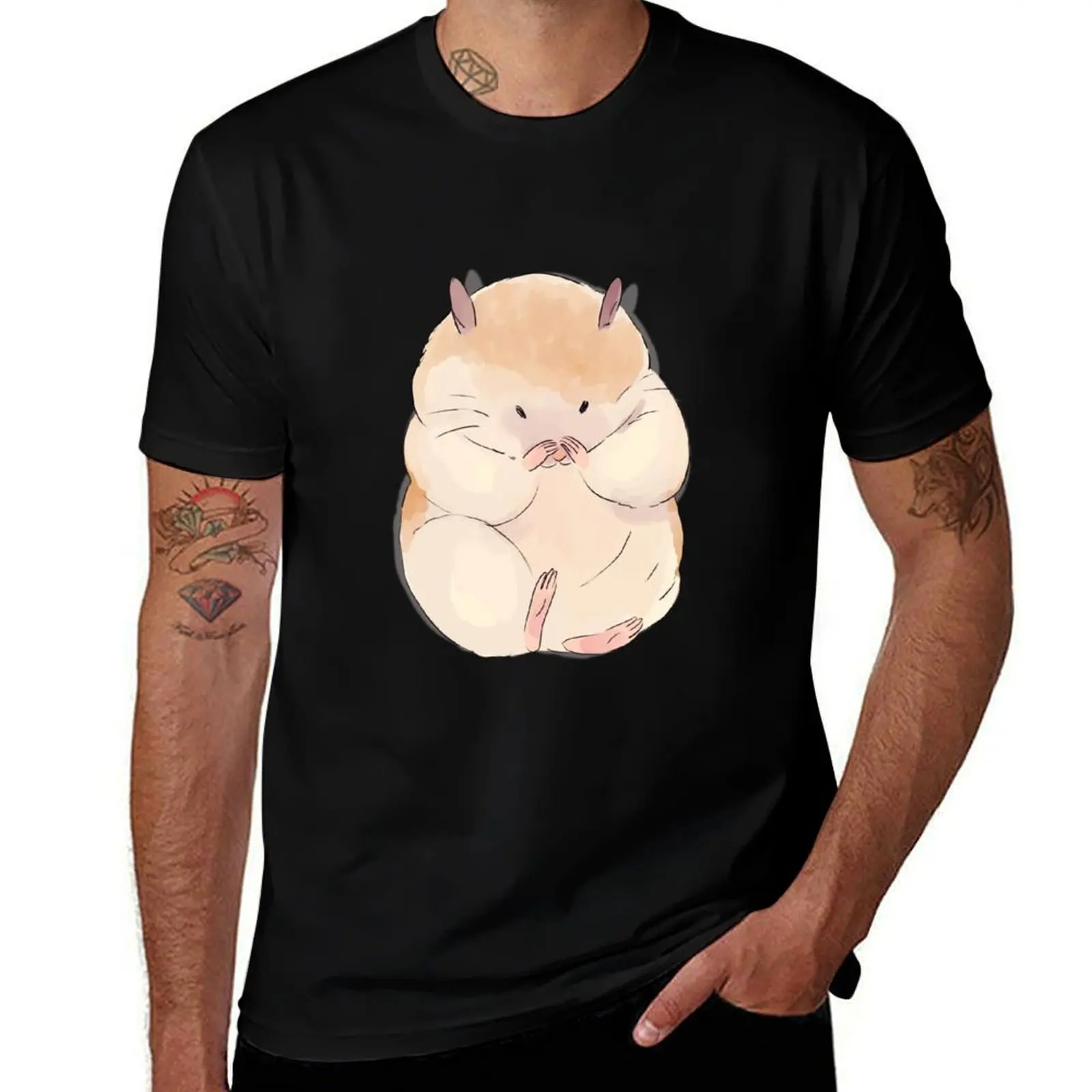 

Cute hamster T-Shirt kawaii clothes funny shirt cotton tees mens clothes