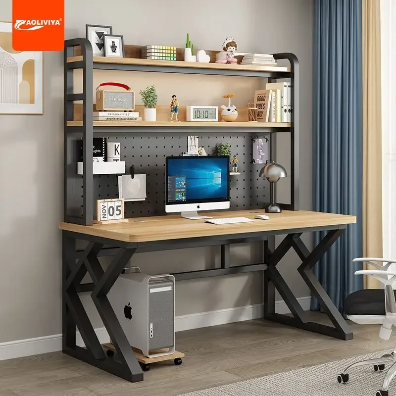 AOLIVIYA Computer Desk Desktop Home Desk Bookshelf Integrated Combination Small Apartment Hole Board Learning Table Bedroom Desk