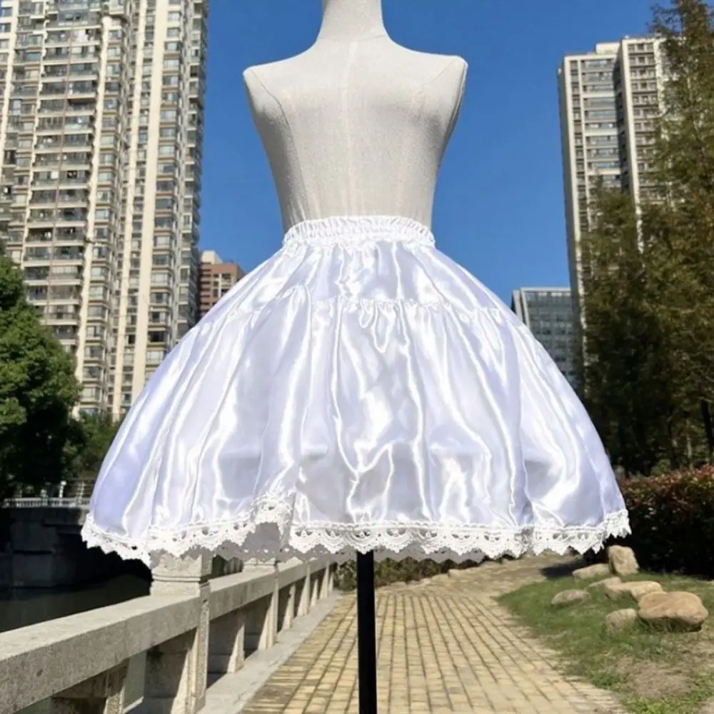 Adjustable Fish Bone Lolita Petticoat Violence Support Lace Edge Victorian Petticoat Luxury Big Fluffy Hem Tutu Skirt JK Uniform