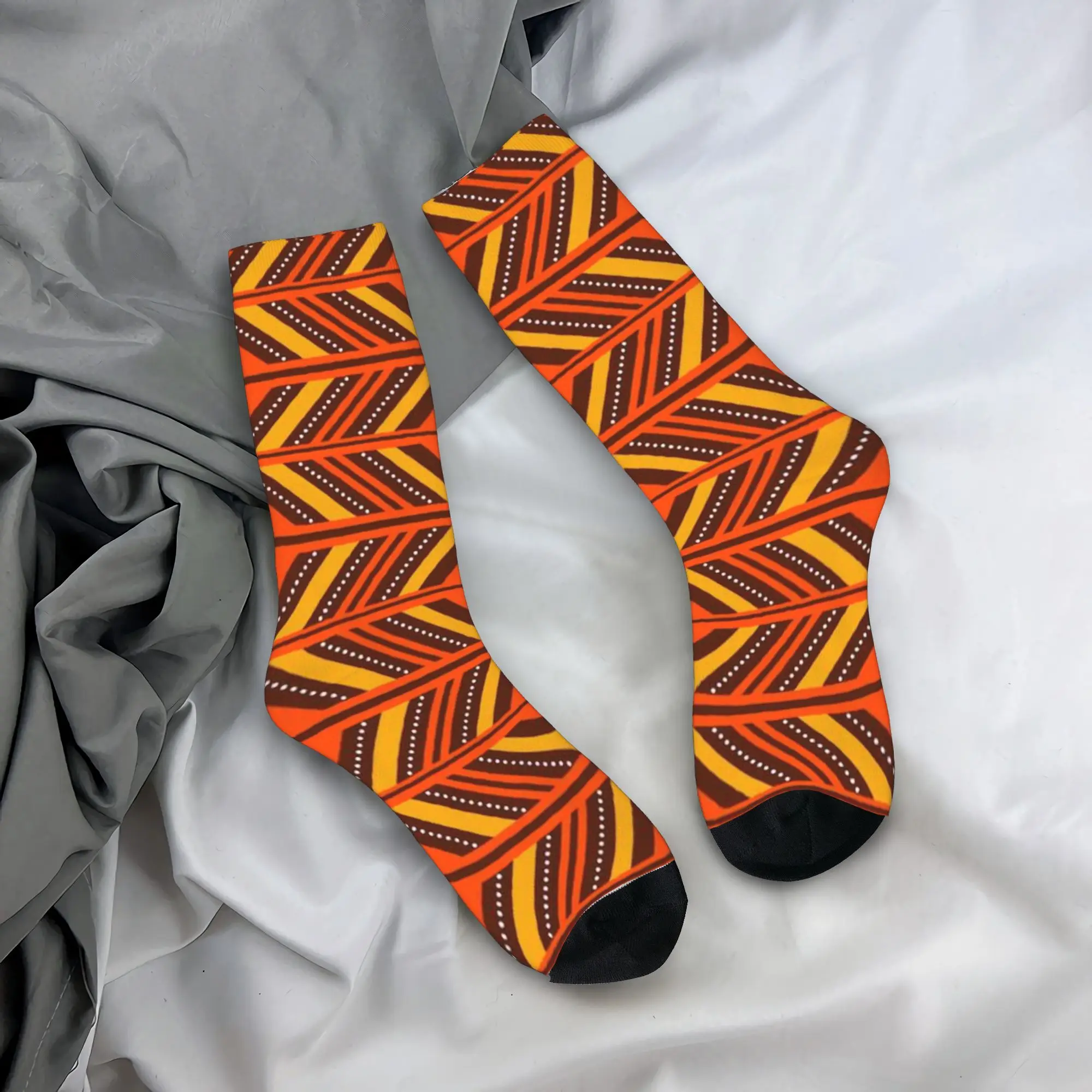 Warm Kenya Abstract Geometric Motif Socks  Anti Skid Stockings Adults Men Soft Climbing Socks Autumn Retro Custom Socks