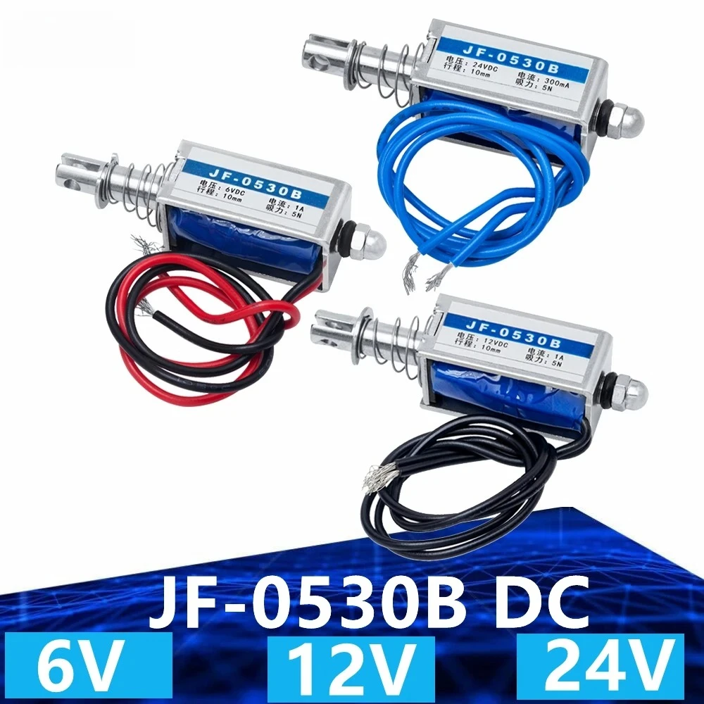 1/3PCS JF-0530B DC 6V 12V 24V Push&Pull type JF-0530B Open Frame Electromagnet keepping Force 5N travel 10mm Linear Solenoid