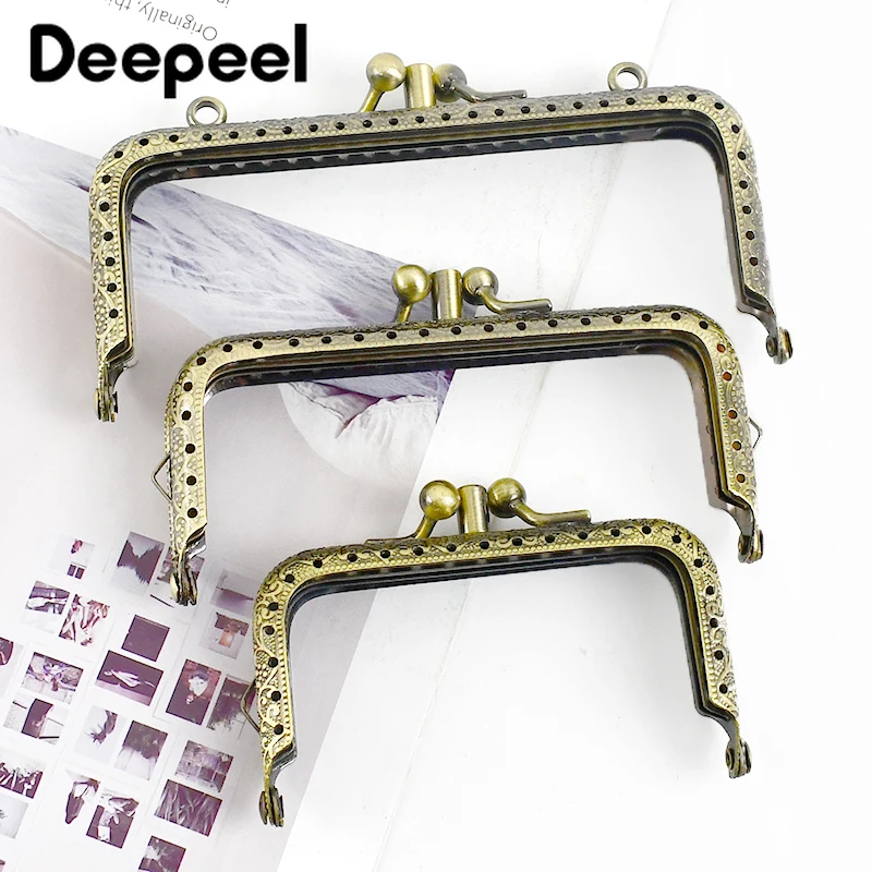 

1Pc Deepeel 8.5-18cm Embossed Metal Bag Handle Double Layer Purse Frame Kiss Clasp DIY Handbag Sewing Brackets Bags Accessories