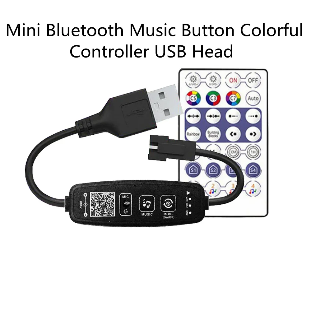 V14C0054 Mini Bluetooth Music Button Colorful Controller USB Head DC Head 28 Button Controller DC5-24V