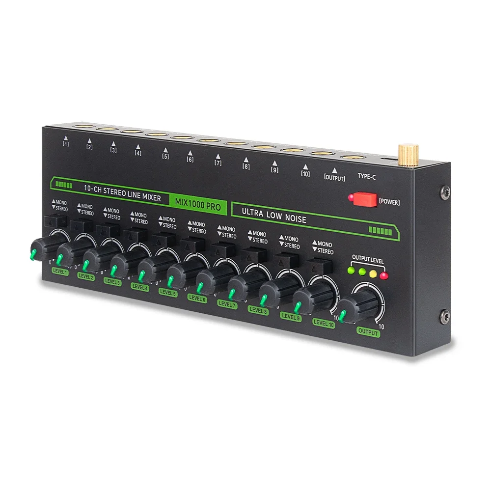 10-kanaals geluidsmixer Geluidsarme LED-geluidsmixer voor MIX1000PRO Sub-Mixing Stereo Switcher