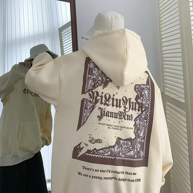 

West Coast 520g Men's Hooded High Street Spring and Autumn Fashion Loose Hoodie Oversize Couple Coat sweatshirts men hoddies