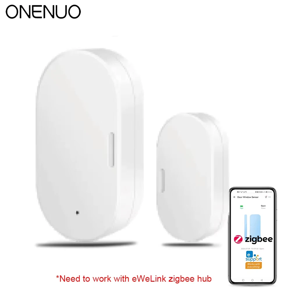 Ewelink Zigbee Door Sensor Wireless Magnetic Window Open Closed Alarm Detector Works With Zigbee2MQTT Alexa Google Need Gateway
