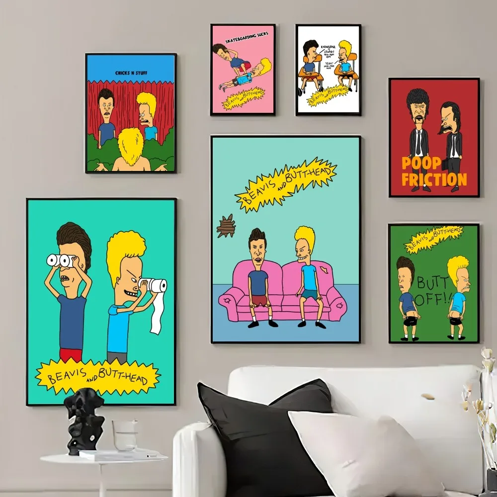 Cartoon B-Beavis and B-Butt-head ​​ Poster Prints Wall Pictures Living Room Home Decoration