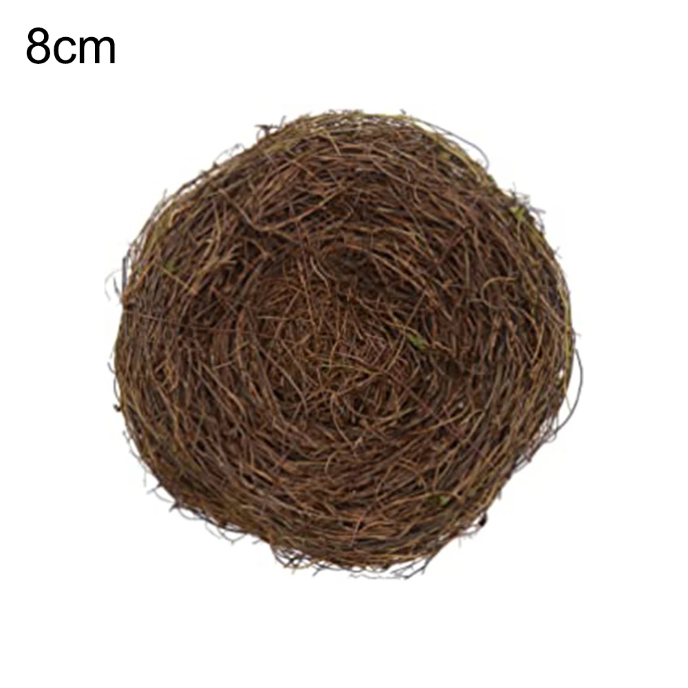 1Pc Fake Rattan Birds Nest Crafts Handmade Dry Natural Realistic Look 2.4inches/3.1inches/3.9inches/4.7inches For Garden Yard