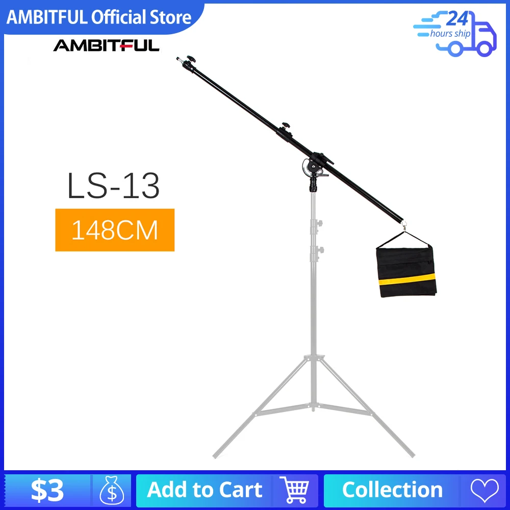 

Pro 84-148cm / 33"-58" Studio Photo Telescopic Boom Arm Top Light w/ Sandbag for Speedlite / Bear Weight About 10KG