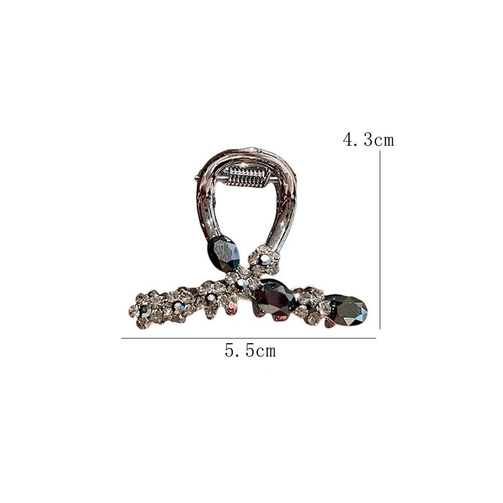 Black Alloy Rhinestone Hair Clip Crystal Flower Claw Clip For Women Half Updo Wedding Party Accessory Gift