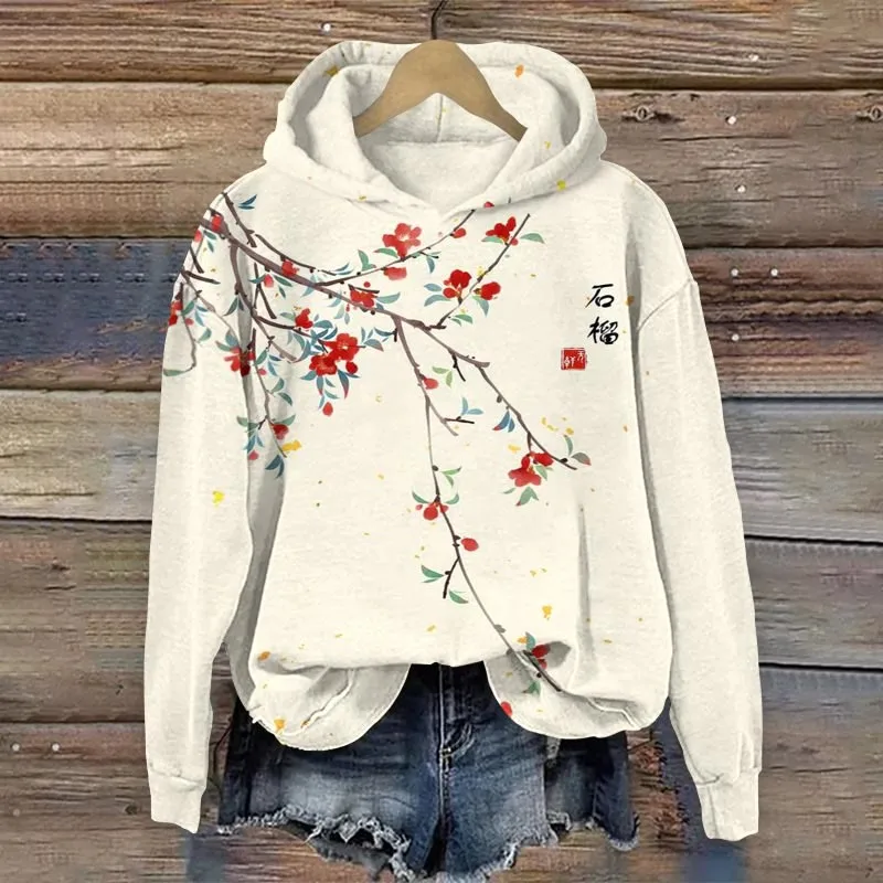 2024 New Designer Women\'s Evening Style Floral Print Autumn Winter Casual Loose Women\'s Sweatshirt Fashion Street Y2K Clothing