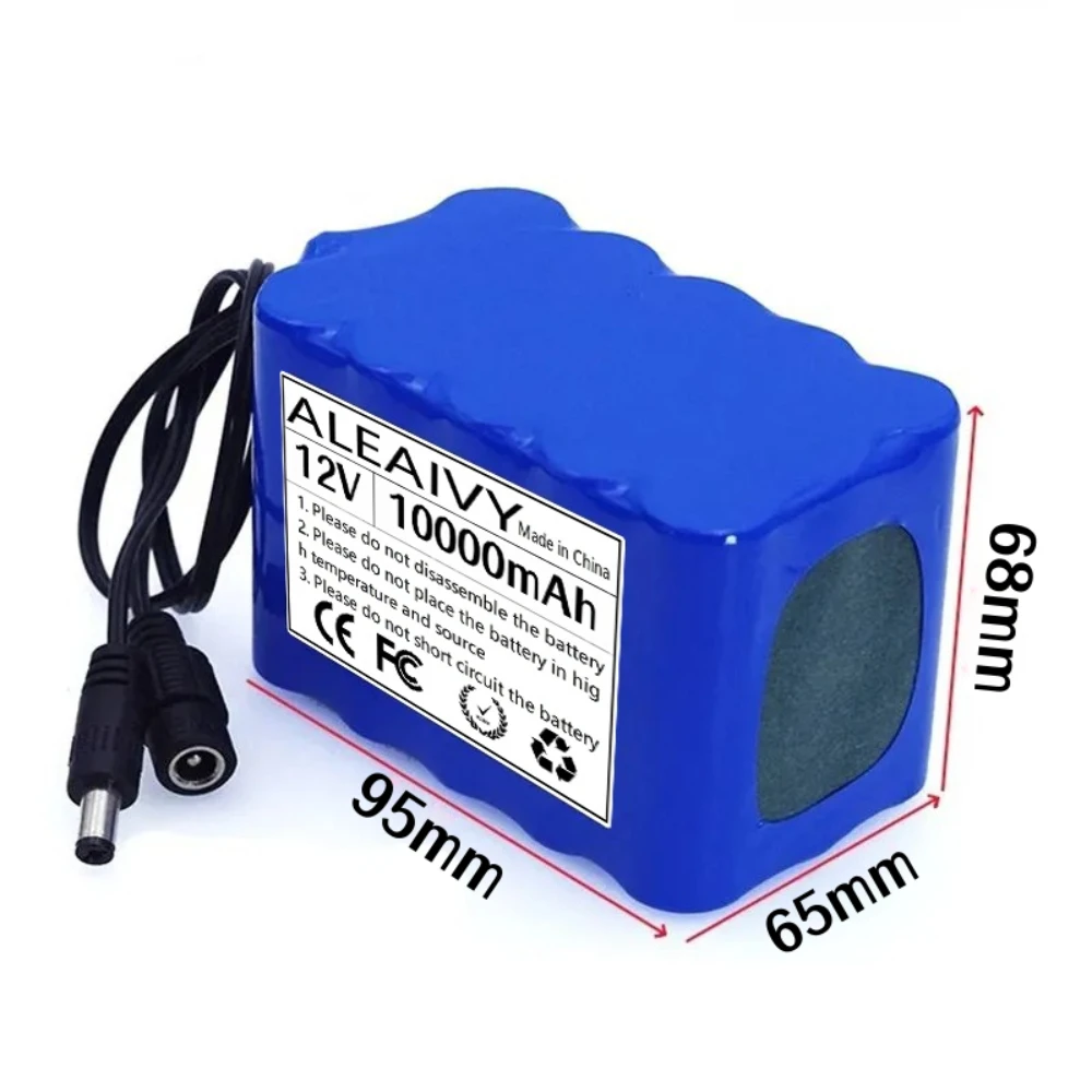 

New 12V 3S5P lithium battery pack 10000mAh 18650 battery cell DC interface 12.6V charging monitoring replacement battery.