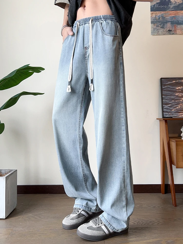 

New 2026 Men's Summer Thin Lenzing Lyocell Denim Jeans Casual Straight Leg Wide Leg Loose Fit Comfortable Breathable