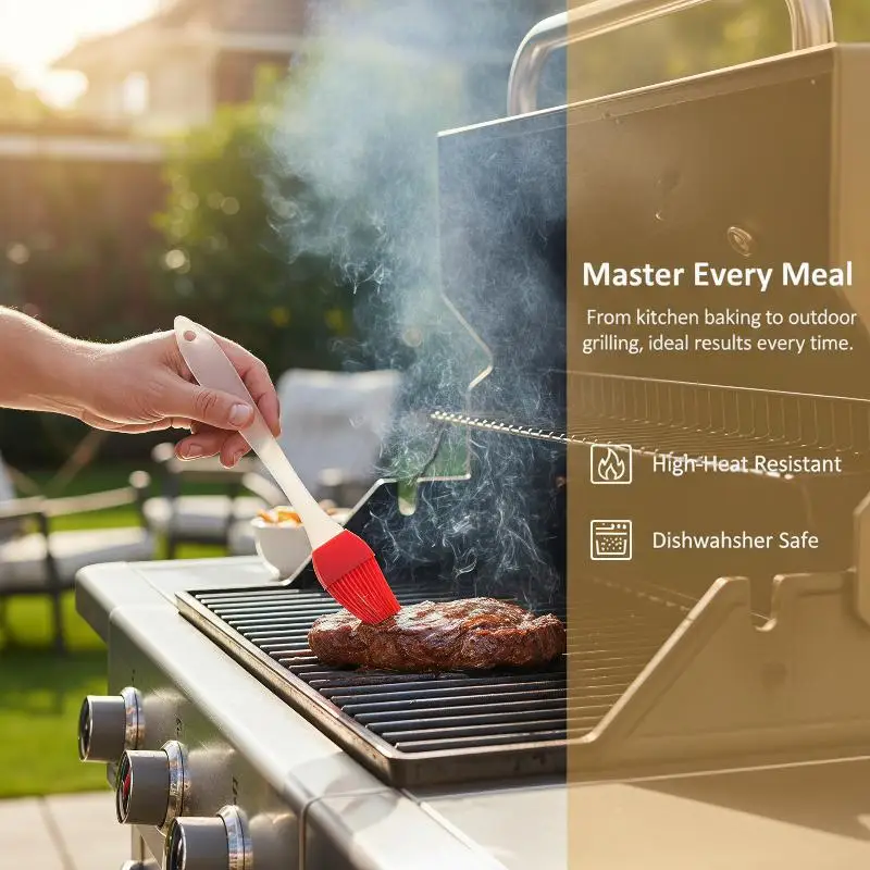 Silicone Pastry Basting Brushes Heat Resistant Bristles: Food Safe Material Baking Cooking Grilling BBQ