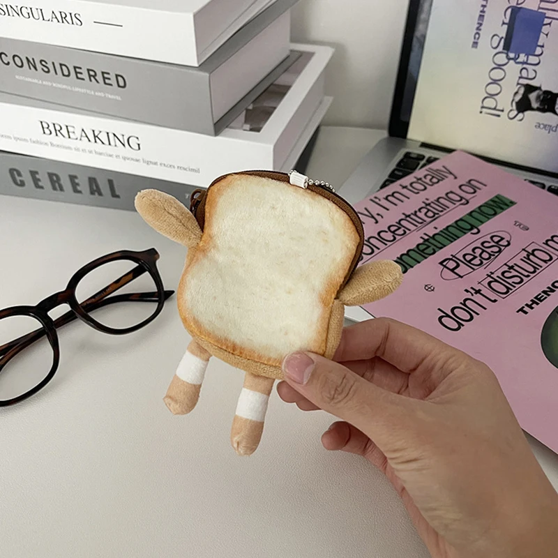 Creative Toast Plush Coin Purse Cute Bread Coin Pouch Mini Wallet Card Holder Keyring Earphone Bags Pendant New