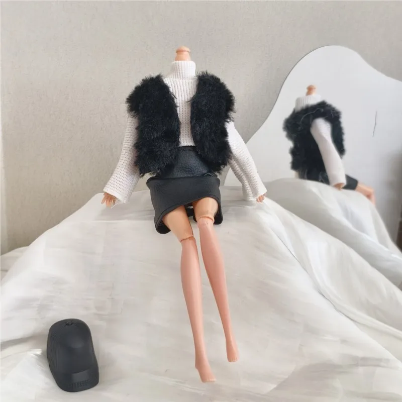 Ropa informal para muñecas 1/6, ropa hecha a mano, accesorios de vestido, ropa de invierno, chaqueta de piel, suéteres, Falda corta para muñecas de 30cm