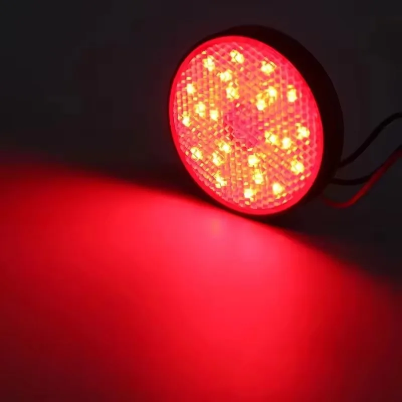 

Hoc For 2pcs LED Tail Lights Motorcycle Car Truck 12V Round Rear Bumper Reflector Reflector Brake Taillights Turn Signals