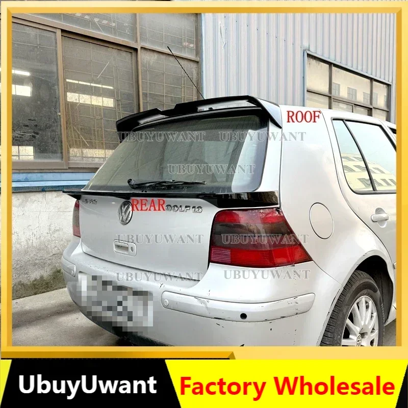 For 1999-2006 VW Golf 4  MK4 R32 Hatchback Spoiler ABS BLACK MIDDLE AND ROOF SPOILER Car Tail Wing Decoration (NOT FOR GTI / R)