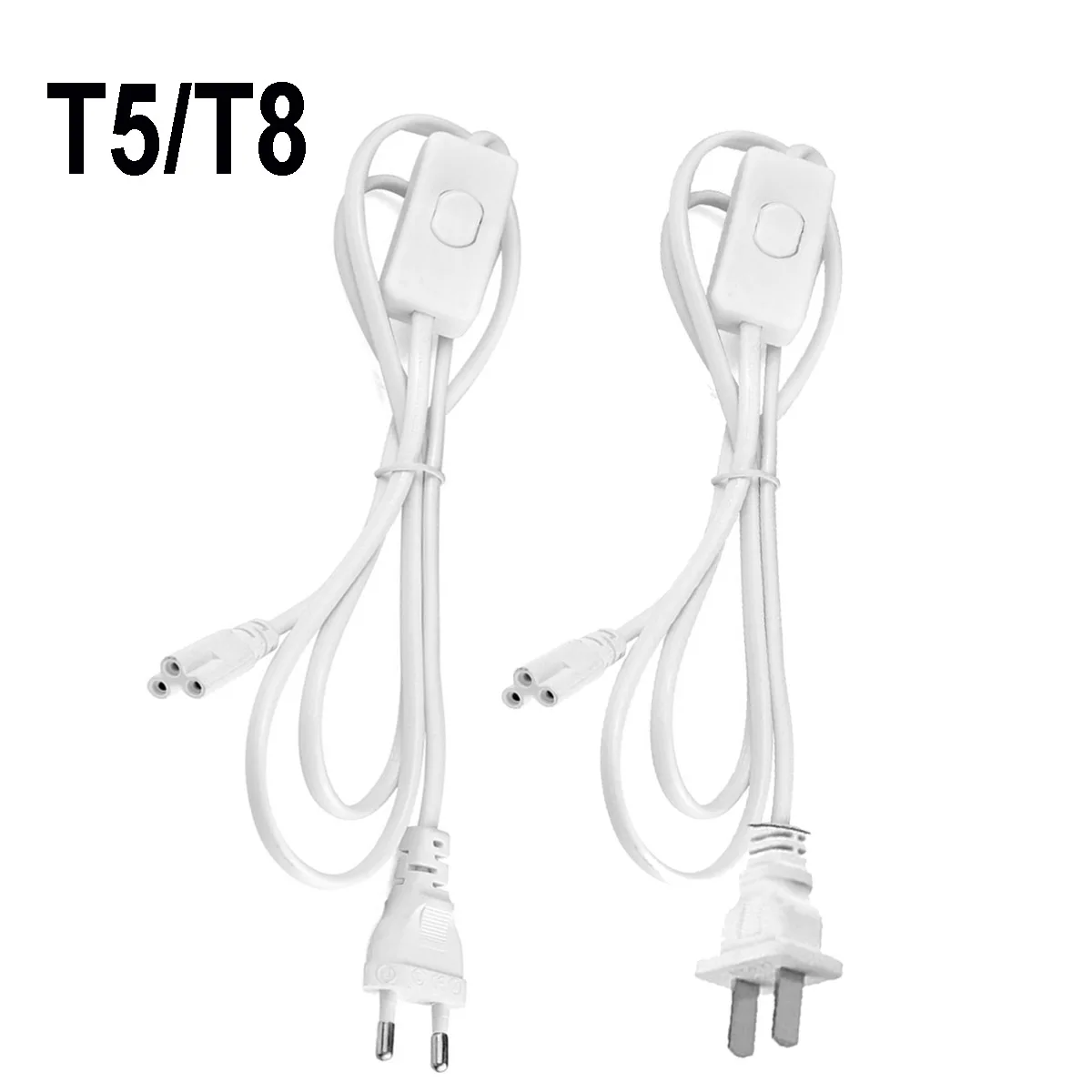 Tube T5 T8 US /EU Plug Switch Cable 1.2m Power Adapter 110V 220V 230V,Lighting Accessory 30cm Connection Wire For LED Lamp