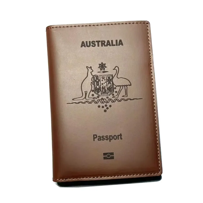 Spersonalizowany portfel na paszport australijski Skóra bydlęca Australijskie okładki na paszport Portfel podróżny Pełne skórzane akcesoria podróżne