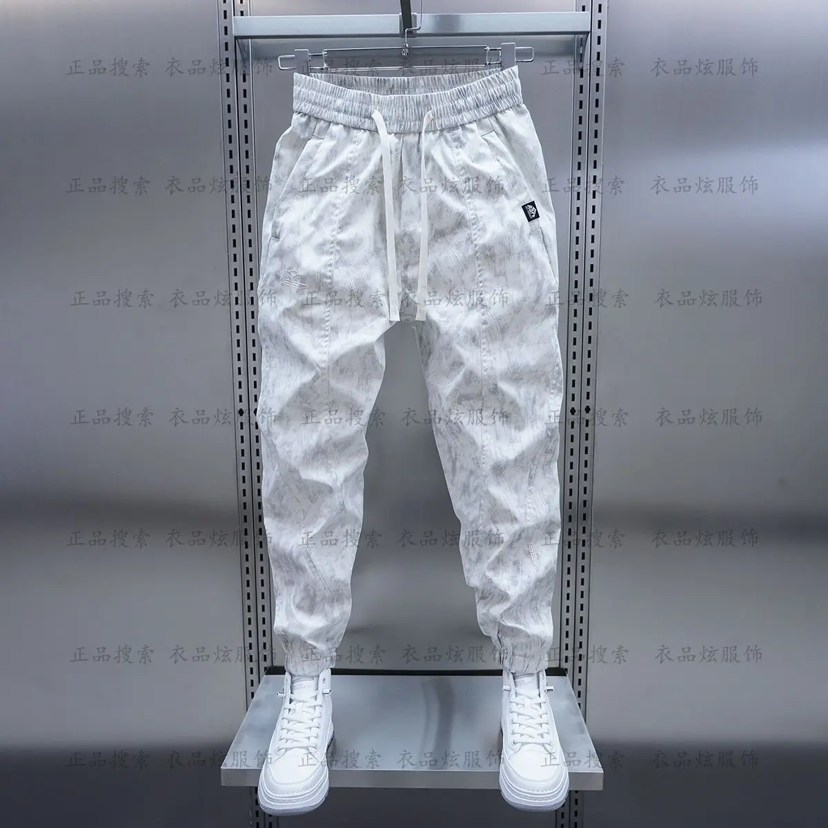 Trendy Men's Dark Flower Casual Pants Spring Summer Thin Floral Small Leggings Harlan Pants Trendy Brand Fashion Jogger Pants
