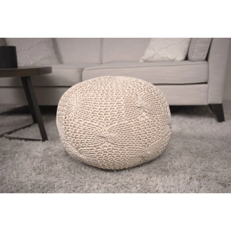 

Bordeaux Knitted Cn Round Pouf Beige