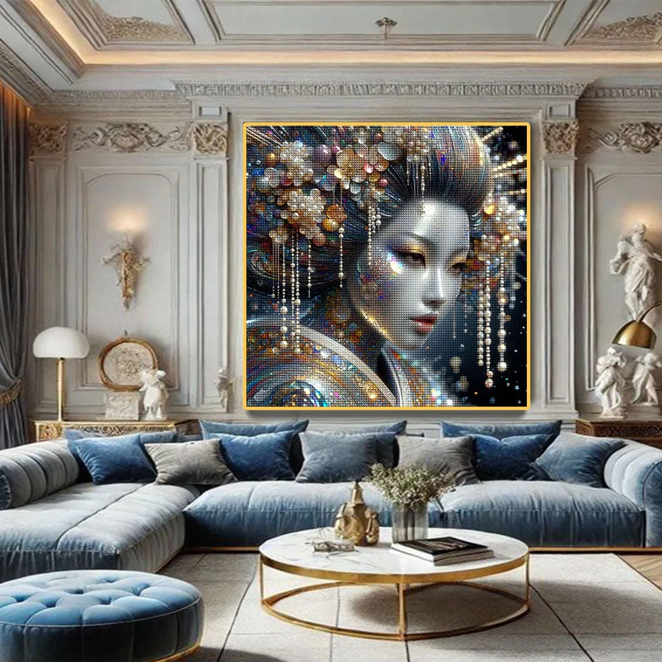 2025 Diamond Painting Art DIY Japanese Geisha Diamond Mosaic Kit 5D Square and Round Rhinestone Gem Cross Stitch Home Decoration