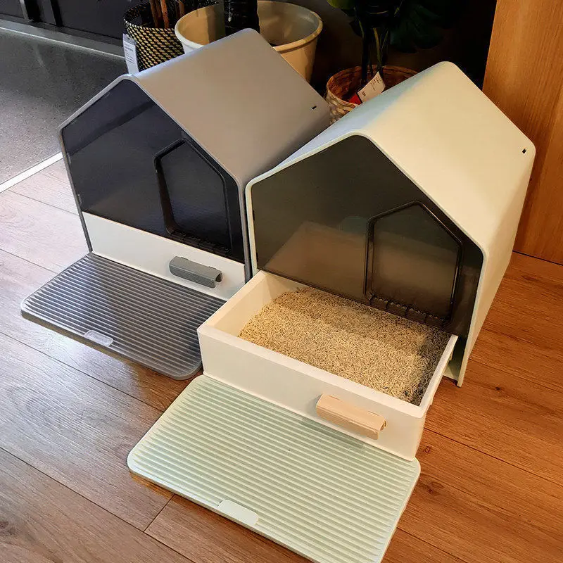Caja de arena para gatos extra grande cerrada con control de olores - imagen 2