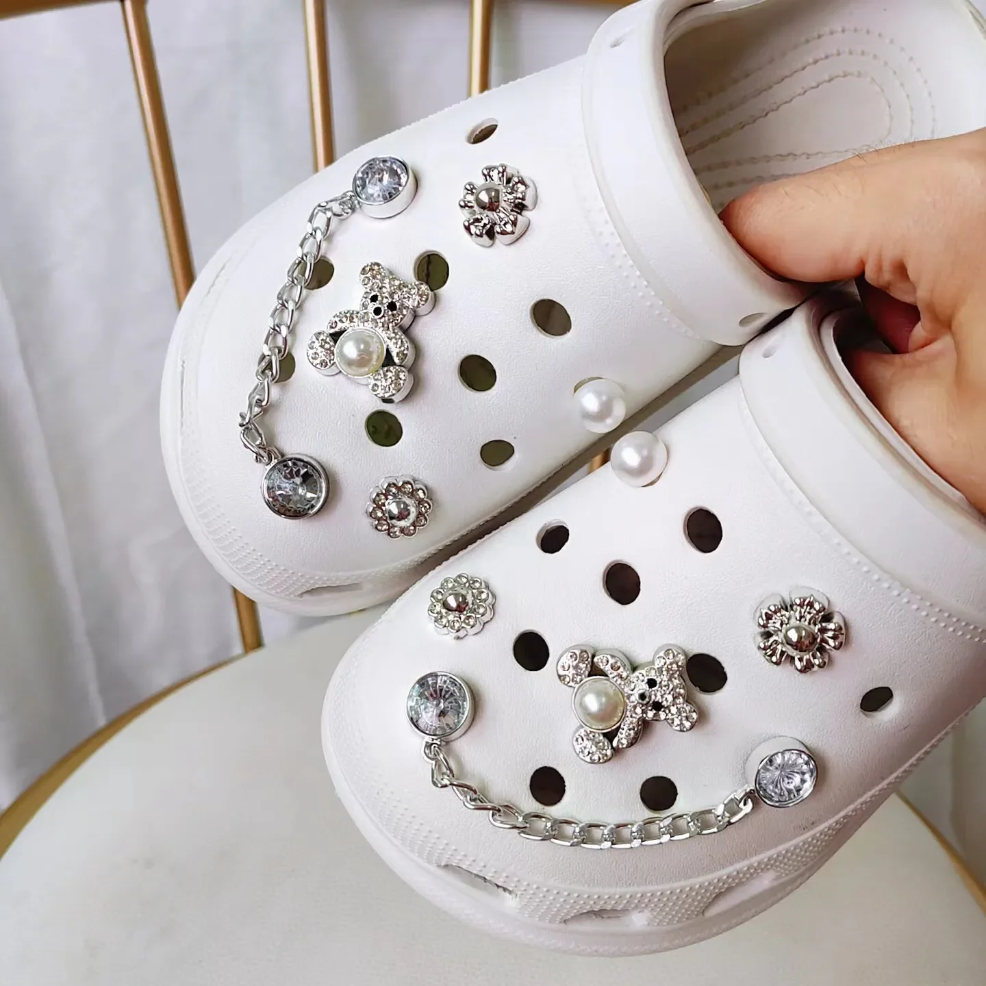 Schuh Charms DIY Mode Silber Bär Metall Schuh Schnalle Dekoration für Loch Schuh Charm Zubehör Kinder Party Mädchen Geschenk