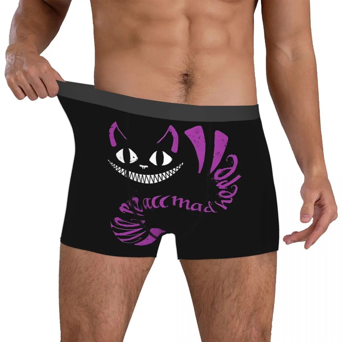 

Мужские забавные трусы-боксеры с изображением Чеширского кота из аниме, дышащие шорты-трусы
