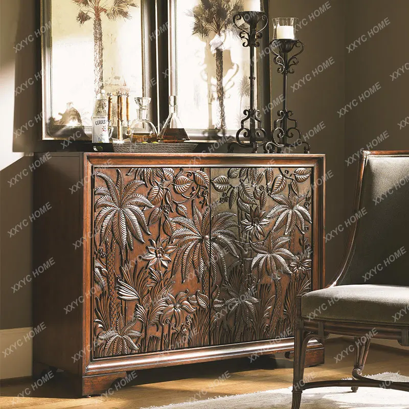 

Шкаф из массива дерева в стиле ретро для прихожей, декоративный шкаф для столовой, буфет, шкаф, двойная дверь, стол для хранения из дуба