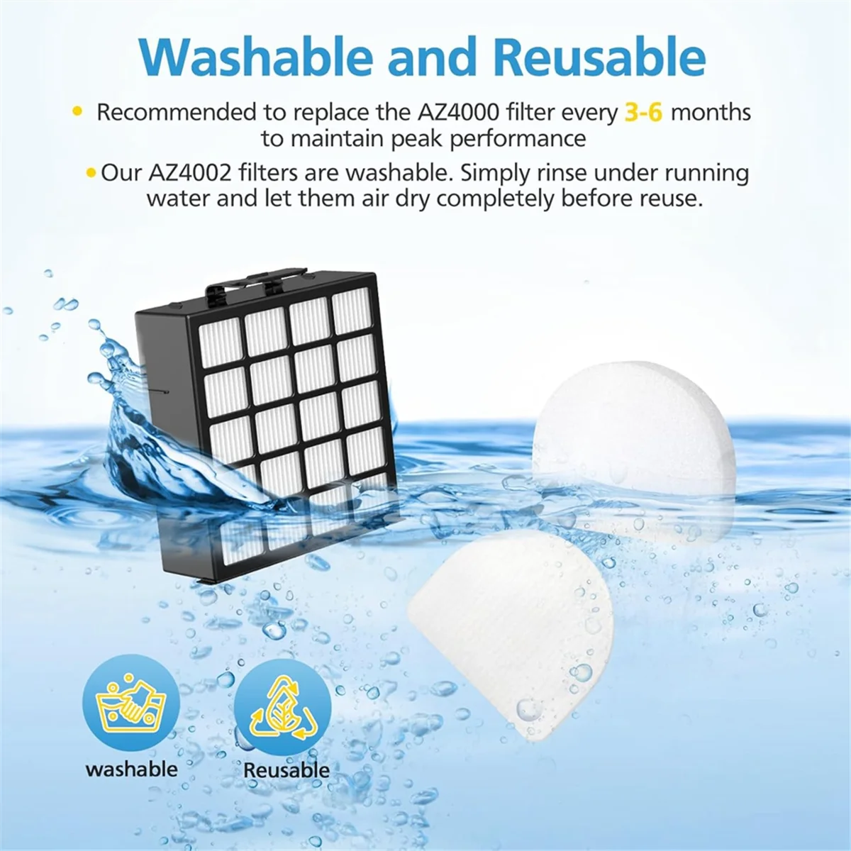 A235X ~ AZ4002 مرشحات بديلة للمكنسة الكهربائية المستقيمة POWERDETECT AZ4002 AZ4000 AZ4000C AZ4002W