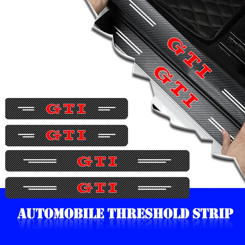 4Pcs Car Door Plate Carbon Fiber Threshold Emblems Sticker Emblem For VW GTI Golf 3 4 MK3 MK4 Passat 3BG Polo 6N 9N Bora Vento