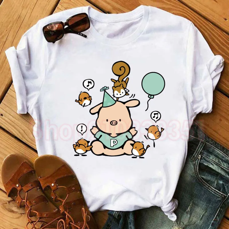 Vintage Pippo Graphic Tee Cartoon Oversized Tops Gothic Women's T-Shirt Korean Style Short-Sleeved Aesthetic Fashion Streetwear