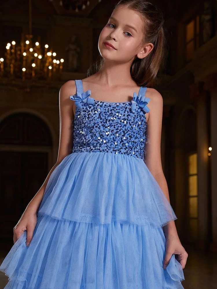 2024 One Shoulder Princess Dress Kids Clothes For Girl Evening Wedding Party Gown Costume Children Clothing 3-12 Years Vestido