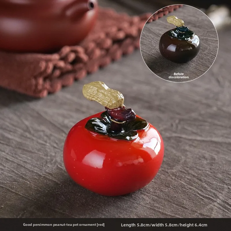 Hot! Color changing tea pet new small fox lychee persimmon Pixiu can be raised as tea pet office home tea table decoration gift