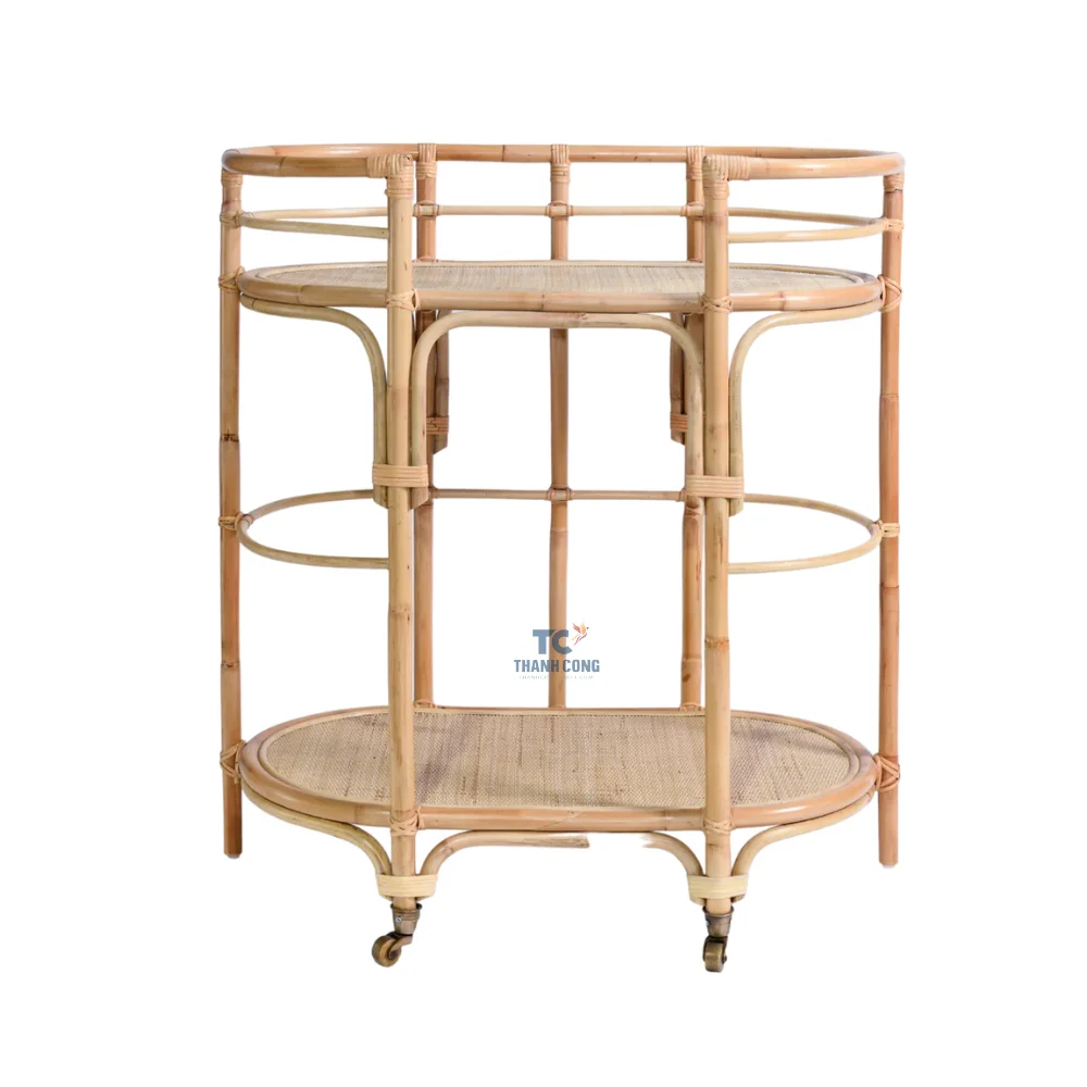 

Hot Product!! Rattan Bar Cart, Rattan Dining Cart Restaurant Service Cart Side Table Vietnam Supplier