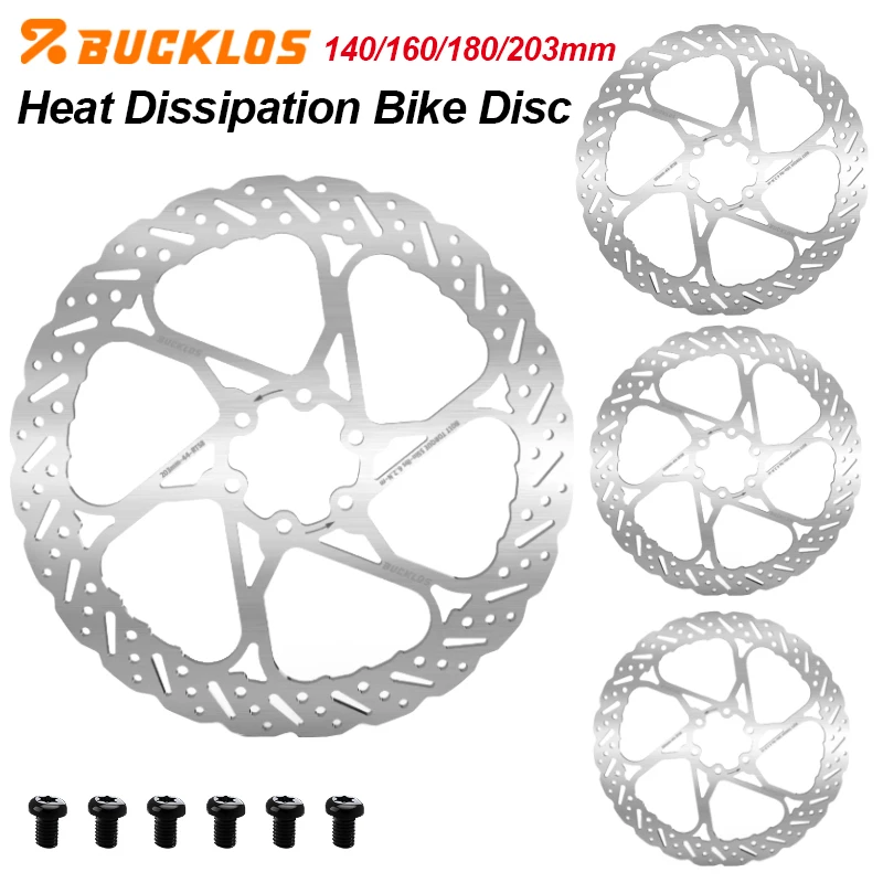 

BUCKLOS 6-Bolt Bike Disc Brake 140/160/180/203mm Bicycle Brake Rotors Ultralight Steel Bike Brake Rotor for MTB BMX Road Bicycle
