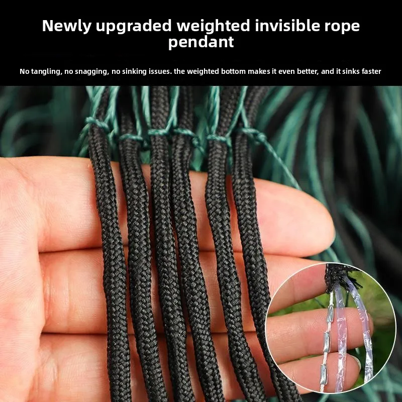 Three-Layer Sinking Fishing Net Weighted Rope Sinkers Sticky Mesh Hanging Design for Carp Crucian Carp Silver Carp