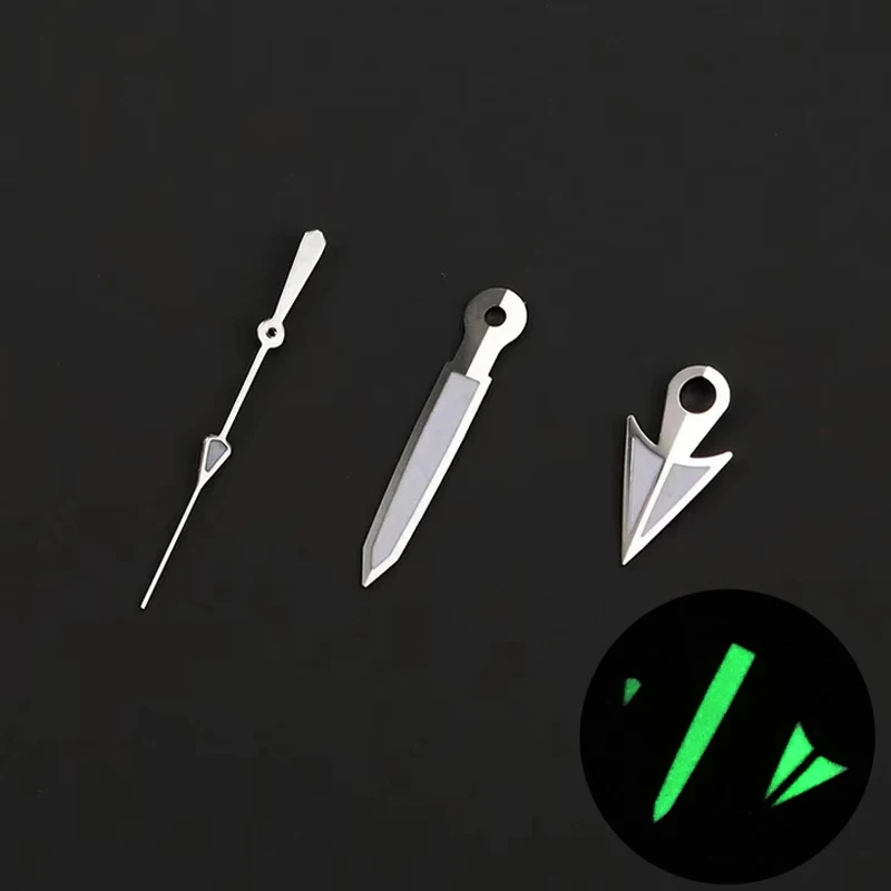 NH35 Watch Hands Green Luminous pointer Silver Rose Gold Fits NH36 4R35 4R36 7S Movement Seiko SKX007 SKX009 SRPD Watch Hand Kit view 3