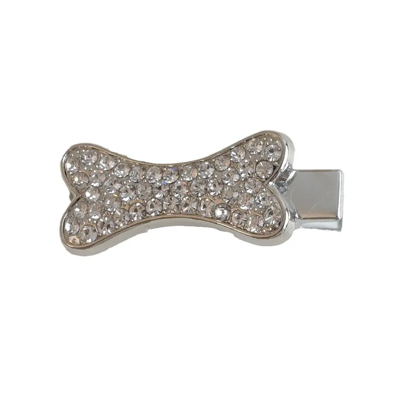 New Bone Shape Dog Hair Clips Pet Crystal Rhinestone Barrette Clips for Dog Puppy Cat Pet Grooming Hair Accessories for Pet Girl