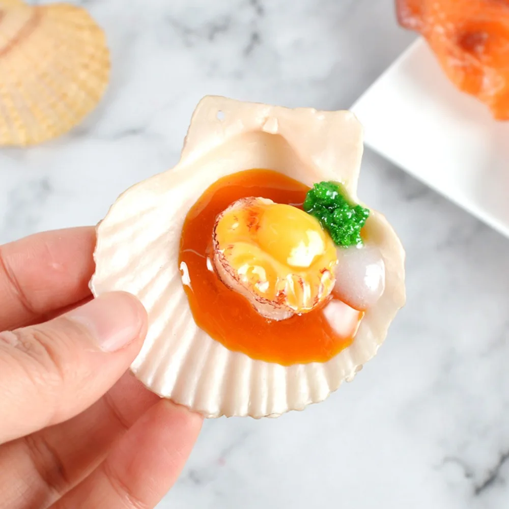 Scene Decor PVC Simulated Scallop 6CM Lifelike Seafood Realistic Scallop Photography Props