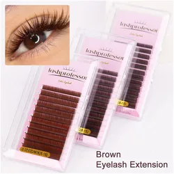 Lashprofessor Brown Colored Lashes Extension Individual Mink Colour False Eyelashes Dark Brown Mocha Color Lash for Makeup Cilio