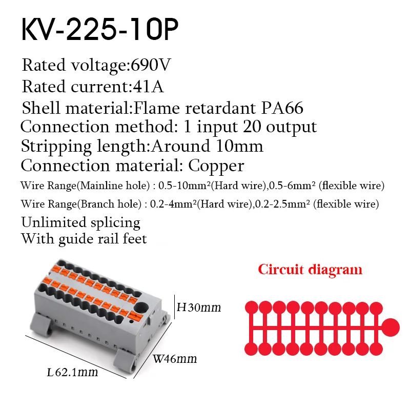 1 Stück eins in mehreren aus Klemmen block Anschluss dose Serie Kabel elektrische Steck verbinder Plug-in spleißbare Splitter Führungs schiene – Detail 18