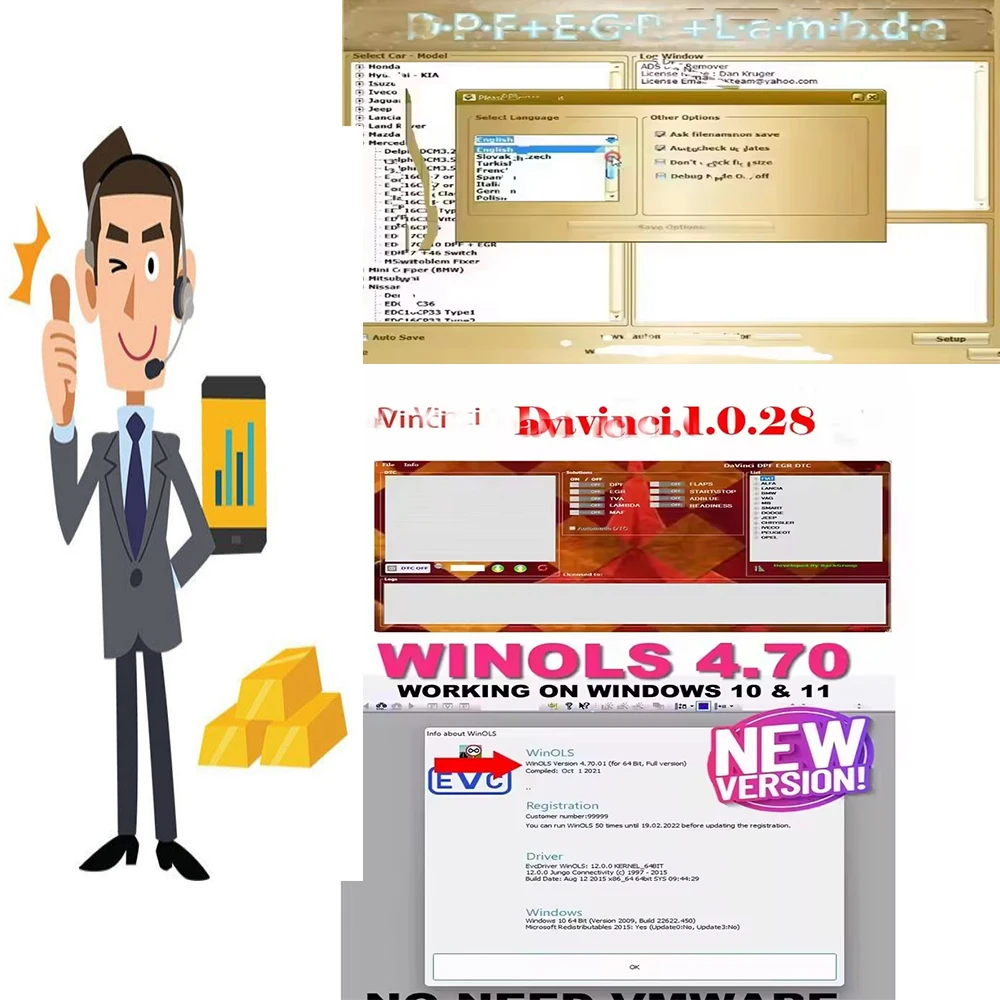 

2025 Da， Vinci 1.0.28+Winols 4.7+D-PF latest version software repair diagnosis and activate infinite use easy to