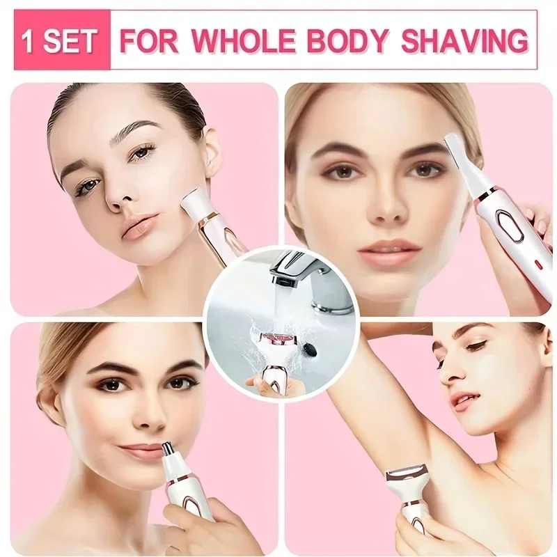 4 In 1 Electric Lady Shaver, Body Hair Removal Epilator, Painless Cordless Trimmer Razor, Gifts For Women