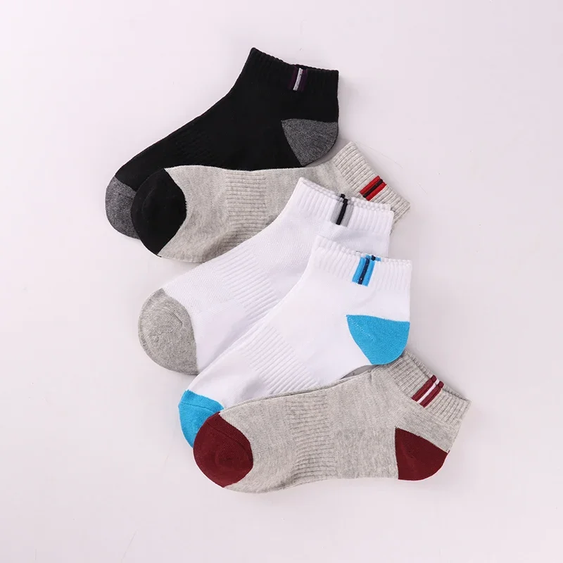 5 Pairs Mens Ankle Sports Socks Classic Patchwork Mesh Breathable Cotton Men Short Sock High Quality Deodorant Male Sock Meias