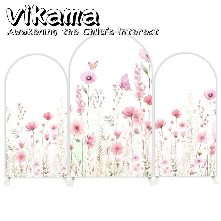 VIKAMA Blumen-Schmetterlings-Hintergrund, speziell für Mädchen-Geburtstagsfeiern und Baby-Taufdekorationen entwickelt